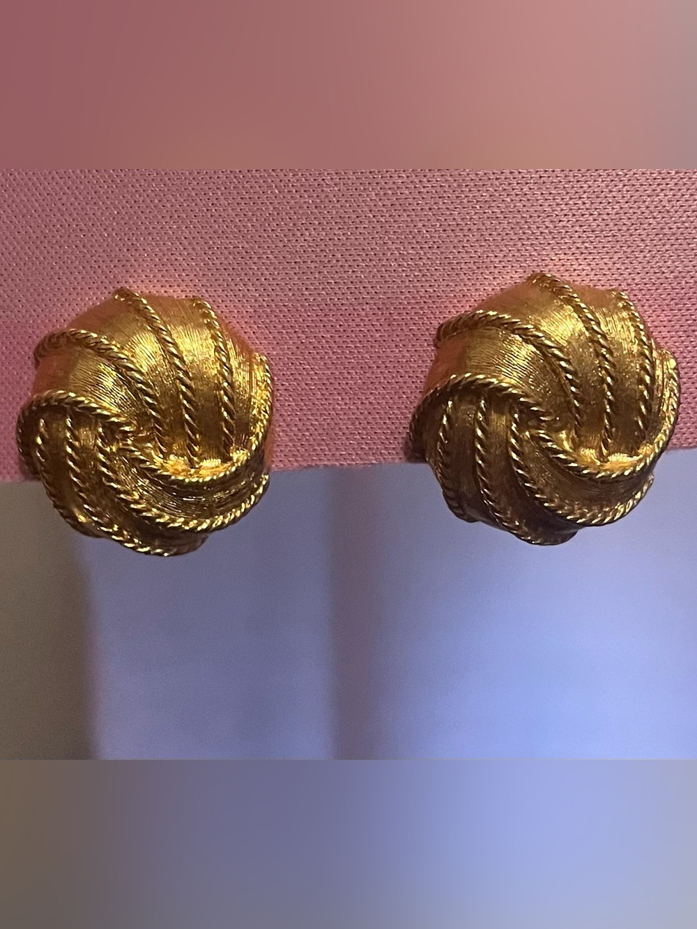 Vintage Napier Gold-Tone Braided Knot Screw-Back Clip-On Earrings